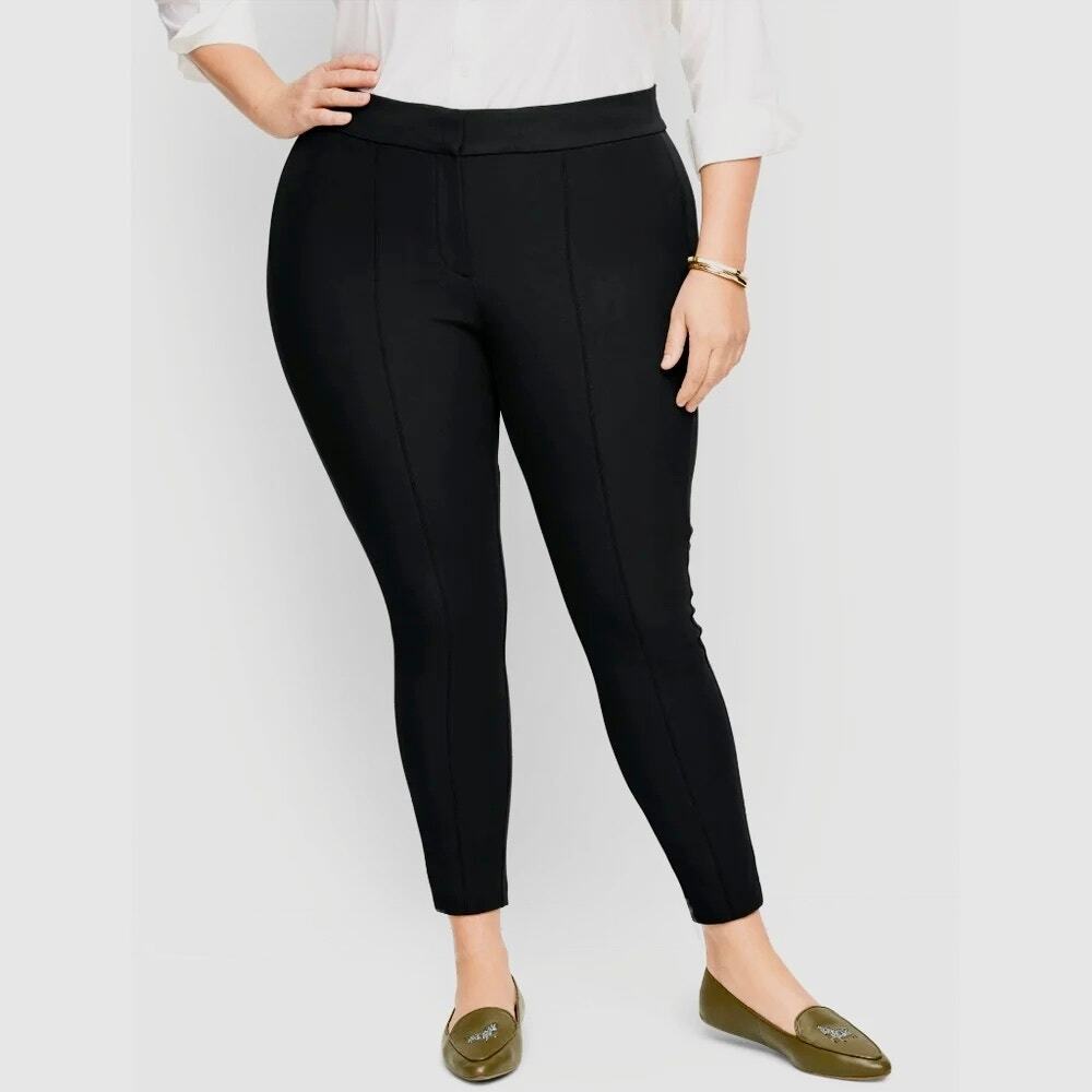 Talbots Portland Pant 22W Black Slim Leg Ankle Stretch NWT Workwear Minimalist‎